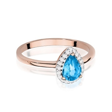Inel Aur 14K cu Topaz Swiss 0.90 ct si Diamante Naturale 0.10 ct - Img 6