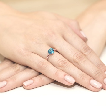 Inel Aur 14K cu Topaz Swiss 1.20 ct si Diamante Naturale 0.03 ct - Img 11