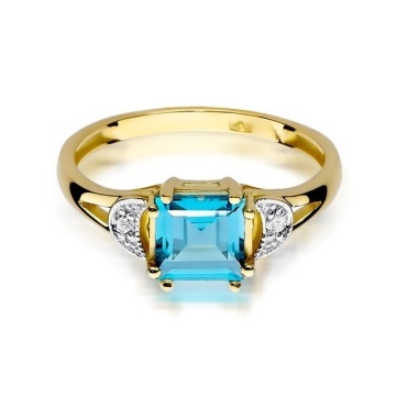 Inel Aur 14K cu Topaz Swiss 1.40 ct si Diamante Naturale 0.06 ct - Img 2