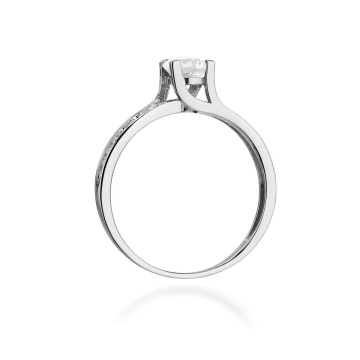 Inel Aur 14K cu White Sapphire 0.50 ct si Diamante Naturale 0.03 ct - Img 11