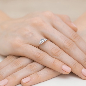 Inel Aur 14K cu White Sapphire 0.60 ct si Diamante Naturale 0.18 ct - Img 12