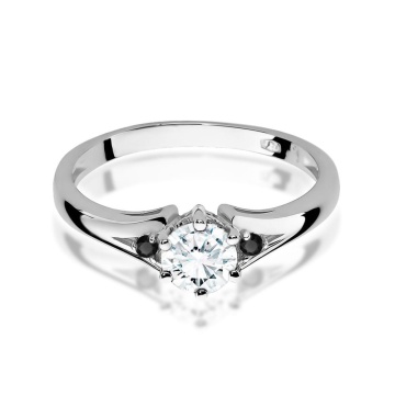 Inel Aur 14K cu White Sapphire 0.60 ct si Diamante Naturale Negre 0.03 ct - Img 5
