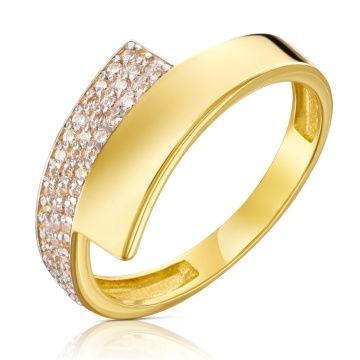 Inel Aur 8K Asimetric cu Zirconii - Design Elegant - Img 5