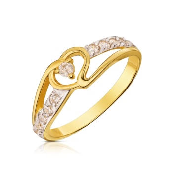 Inel Aur 8K Inimă Împletită cu Zirconii - Img 7