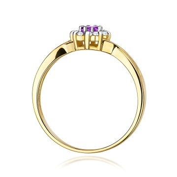 Inel Aur 9K cu Ametist 0.10 ct si Diamante Naturale 0.12 ct - Img 2