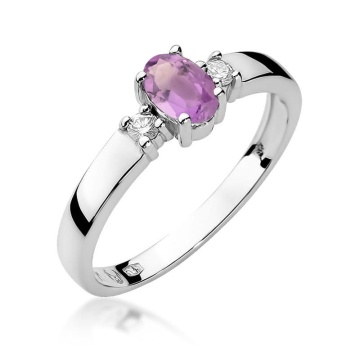 Inel Aur 9K cu Ametist 0.40 ct si Diamante Naturale 0.08 ct - Img 5