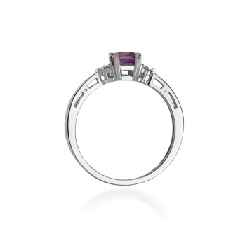 Inel Aur 9K cu Ametist 0.50 ct si Diamante Naturale 0.03 ct - Img 6