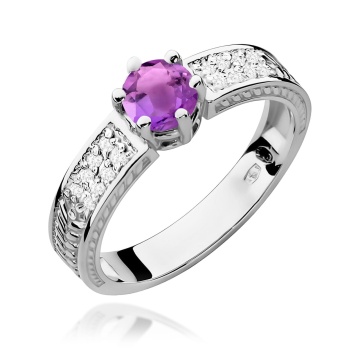 Inel Aur 9K cu Ametist 0.50 ct si Diamante Naturale 0.08 ct - Img 5