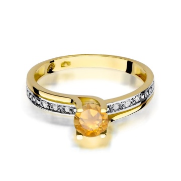 Inel Aur 9K cu Citrin 0.50 ct si Diamante Naturale 0.03 ct - Img 2