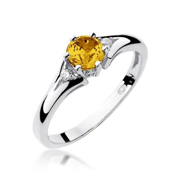 Inel Aur 9K cu Citrin 0.50 ct si Diamante Naturale 0.03 ct - Img 5
