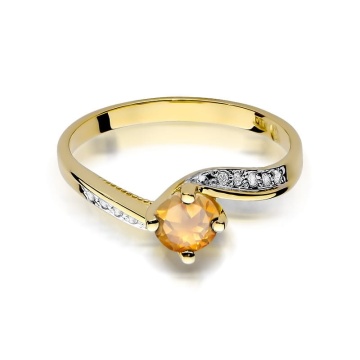 Inel Aur 9K cu Citrin 0.50 ct si Diamante Naturale 0.05 ct - Img 2