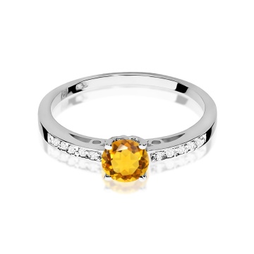 Inel Aur 9K cu Citrin 0.50 ct si Diamante Naturale 0.05 ct - Img 6