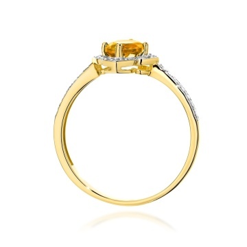 Inel Aur 9K cu Citrin 0.50 ct si Diamante Naturale 0.13 ct - Img 3