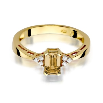 Inel Aur 9K cu Citrin 0.60 ct si Diamante Naturale 0.03 ct - Img 2