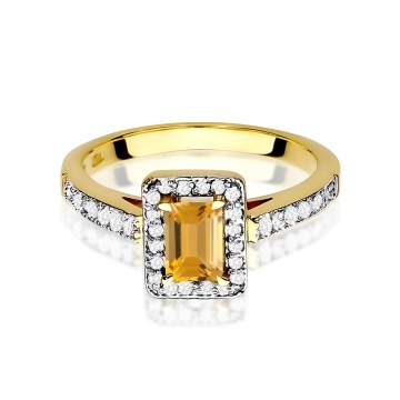 Inel Aur 9K cu Citrin 0.60 ct si Diamante Naturale 0.22 ct - Img 2