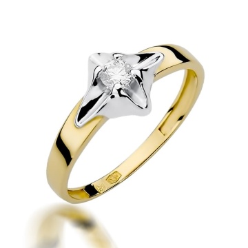 Inel Aur 9K cu Diamant Natural 0.12 ct - Img 1