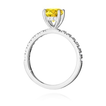 Inel Aur 9K cu Diamante Galbene de Laborator 1.26 ct - Img 7