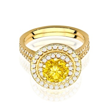 Inel Aur 9K cu Diamante Galbene de Laborator 1.63 ct - Img 2