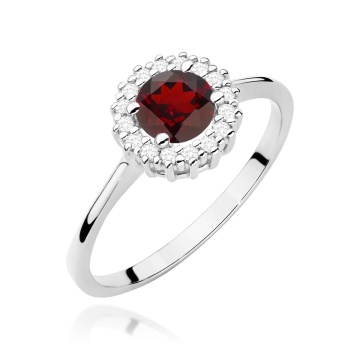 Inel Aur 9K cu Granat 0.60 ct si Diamante Naturale 0.14 ct - Img 5