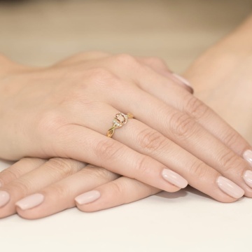 Inel Aur 9K cu Morganit 0.40 ct si Diamante Naturale 0.05 ct - Img 4