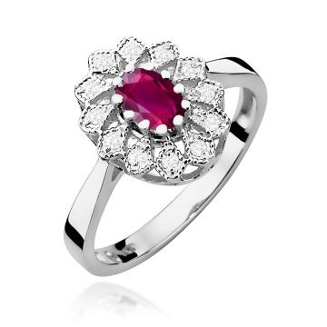 Inel Aur 9K cu Rhodolite 0.50 ct si Diamante Naturale 0.10 ct - Img 5