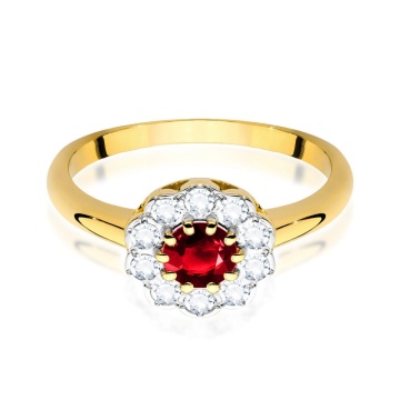 Inel Aur 9K cu Rubin 0.60 ct si Diamante Naturale 0.30 ct - Img 2
