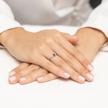 Inel Aur 9K cu Safir 0.30 ct si Diamante Naturale 0.04 ct - Img 8