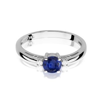 Inel Aur 9K cu Safir 0.50 ct si Diamante Naturale 0.03 ct - Img 6