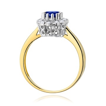 Inel Aur 9K cu Safir 0.50 ct si Diamante Naturale 0.17 ct - Img 2