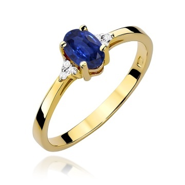 Inel Aur 9K cu Safir 0.70 ct si Diamante Naturale 0.05 ct - Img 1