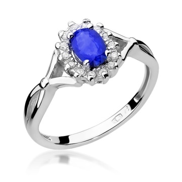 Inel Aur 9K cu Safir 0.70 ct si Diamante Naturale 0.12 ct - Img 5