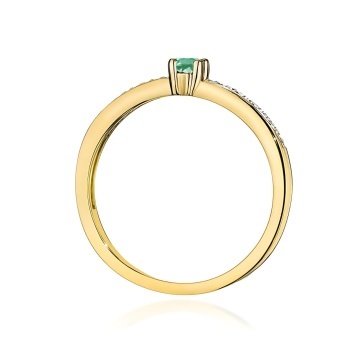 Inel Aur 9K cu Smarald 0.15 ct si Diamante Naturale 0.05 ct - Img 3