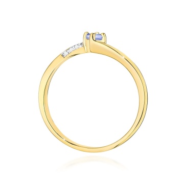 Inel Aur 9K cu Tanzanit 0.15 ct si Diamante Naturale 0.04 ct - Img 3