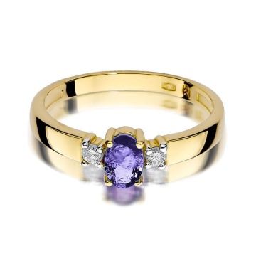 Inel Aur 9K cu Tanzanit 0.40 ct si Diamante Naturale 0.08 ct - Img 2