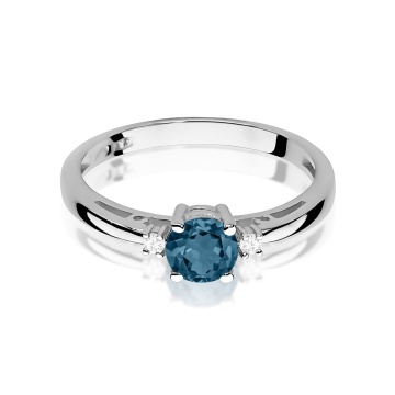 Inel Aur 9K cu Topaz London Blue 0.50 ct si Diamante Naturale 0.03 ct - Img 6