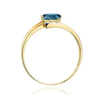 Inel Aur 9K cu Topaz London Blue 0.50 ct si Diamante Naturale 0.05 ct - Img 3