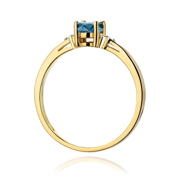 Inel Aur 9K cu Topaz London Blue 0.50 ct si Diamante Naturale 0.05 ct - Img 3