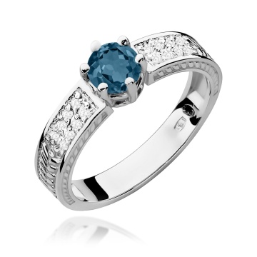 Inel Aur 9K cu Topaz London Blue 0.50 ct si Diamante Naturale 0.08 ct - Img 5