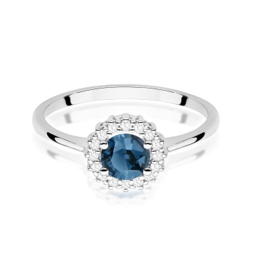 Inel Aur 9K cu Topaz London Blue 0.50 ct si Diamante Naturale 0.14 ct - Img 6