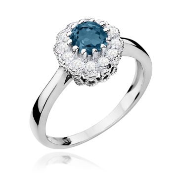 Inel Aur 9K cu Topaz London Blue 0.50 ct si Diamante Naturale 0.17 ct - Img 3
