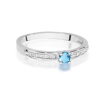 Inel Aur 9K cu Topaz Swiss 0.15 ct si Diamante Naturale 0.05 ct - Img 2