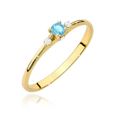 Inel Aur 9K cu Topaz Swiss 0.15 ct si Diamante Naturale 0.05 ct