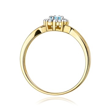 Inel Aur 9K cu Topaz Swiss 0.15 ct si Diamante Naturale 0.12 ct - Img 3