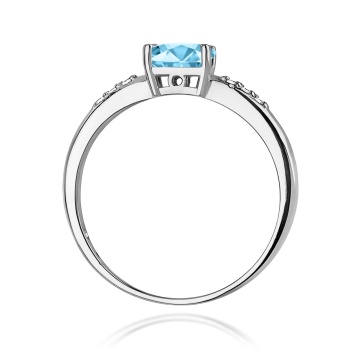 Inel Aur 9K cu Topaz Swiss 0.50 ct si Diamante Naturale 0.03 ct - Img 7