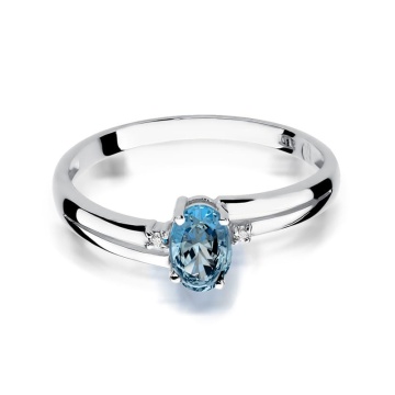 Inel Aur 9K cu Topaz Swiss 0.50 ct si Diamante Naturale 0.03 ct - Img 6