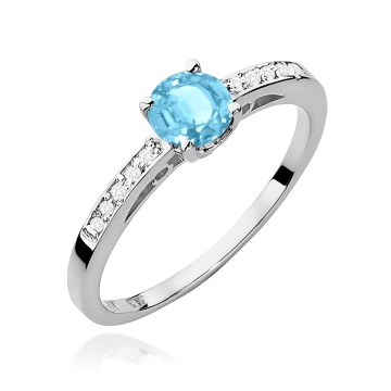 Inel Aur 9K cu Topaz Swiss 0.50 ct si Diamante Naturale 0.05 ct - Img 4