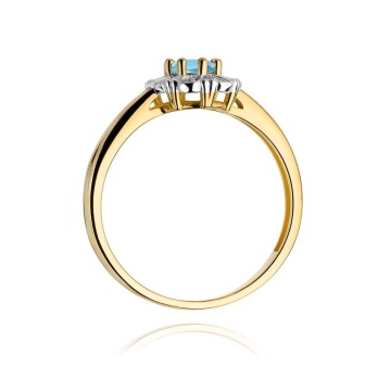 Inel Aur 9K cu Topaz Swiss 0.50 ct si Diamante Naturale 0.07 ct - Img 3