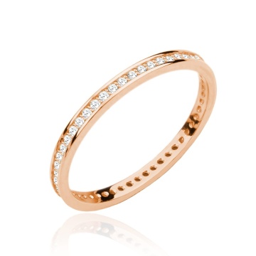 Inel Aur Roz 14k cu Zirconii Albe - Img 3