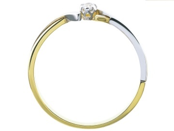 Inel Clasic Din Aur 14K În Două Culori Cu Zirconiu