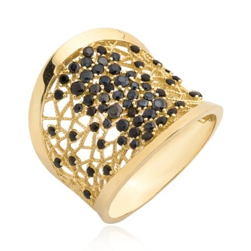 Inel din Aur cu Zirconi Negri - Aur 14k - Img 2